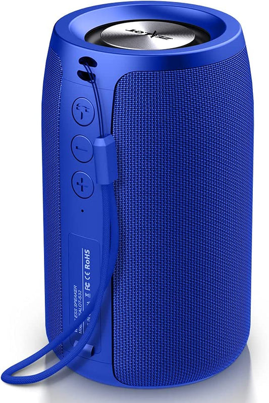 Bluetooth Speaker, Portable Speaker S32,Wireless for Outdoor,Ipx5 Waterproof, Bluetooth 5.0, Dual Pairing, USB, TF Card, AUX for Home & Outdoor Travel Hiking Camping Beach (Blue)