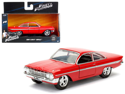 Dom's Chevrolet Impala Red Fast & Furious F8 The Fate Of The Furious" Movie 1/32 Diecast Model Car By Jada"""