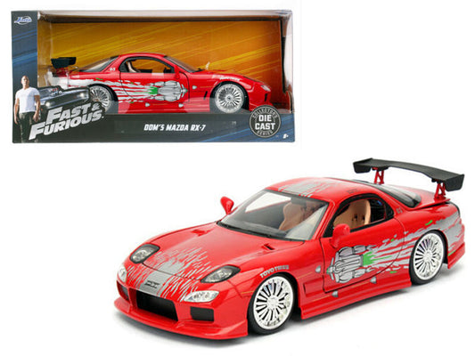 Dom's Mazda Rx-7 Red Fast And Furious" Movie 1/24 Diecast Model Car By Jada"""