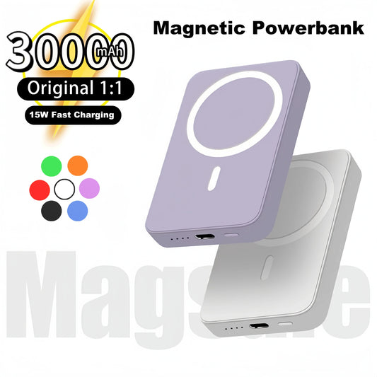 30000mAh MagSafe Power Bank 20W Powerbank Magnetic Wireless Fast Charging External Battery Pack Type-C For iPhone 15 Xiaomi