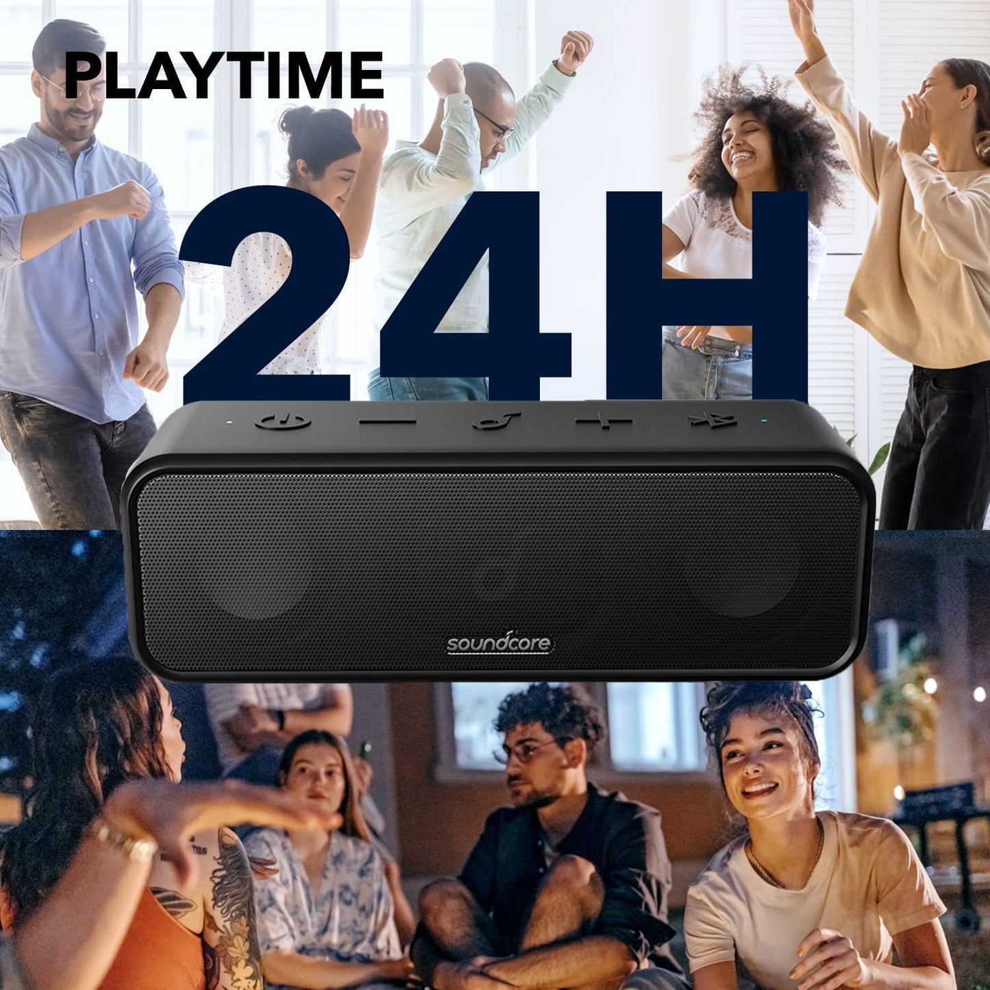 3 Portable Bluetooth Speaker - Wireless, IPX7 Waterproof, 24H Playtime, Pure Titanium Diaphragm Drivers, Partycast, Bassup, Custom EQ App - for Home, Outdoor, and Beach