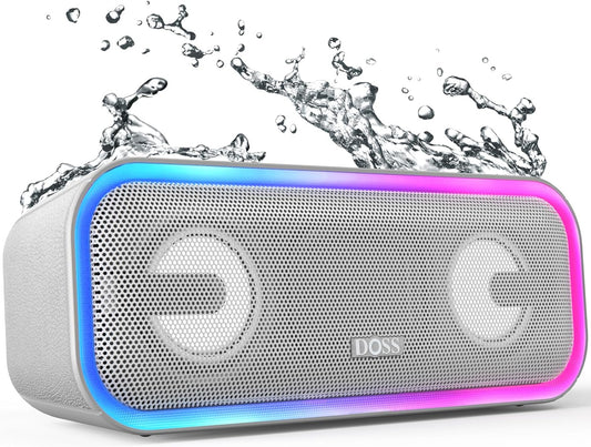 Bluetooth Speaker, Soundbox Pro+ Wireless Bluetooth Speaker with 24W Impressive Sound, Booming Bass, IPX6 Waterproof, 15Hrs Playtime, Wireless Stereo Pairing, Mixed Colors Lights, 66 FT- Grey